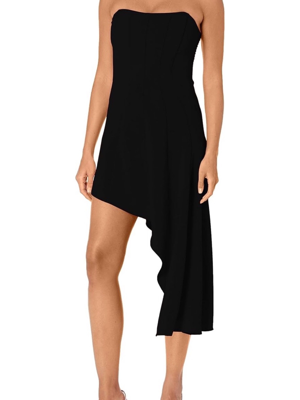 Amanda Uprichard Black Strapless Asymmetrical Cocktail Muse Dress
